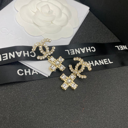 Boucles d'oreilles New Cross Perle Cristal