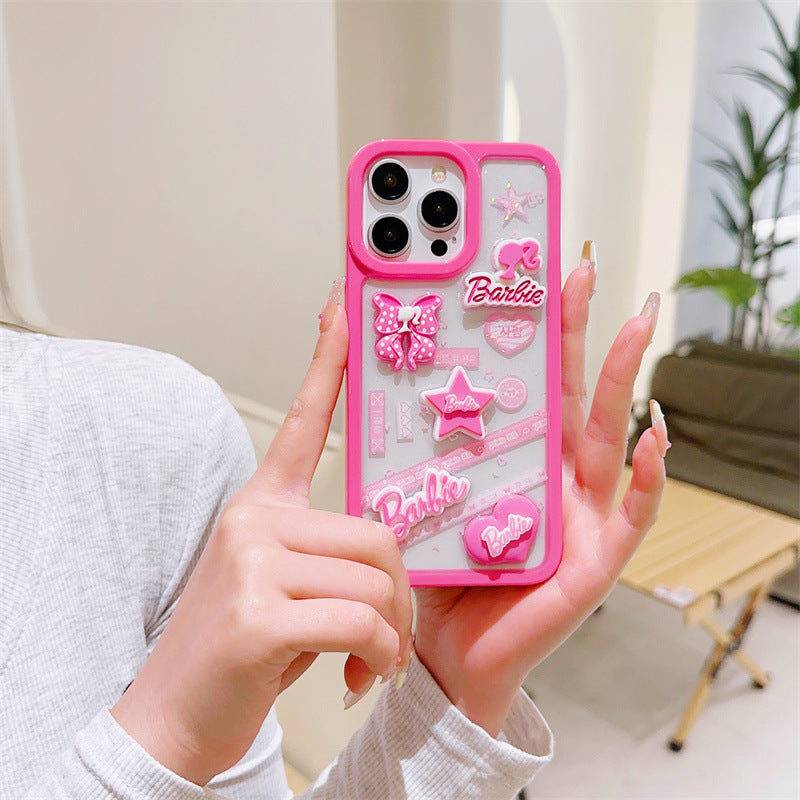 Funda con lazo y estrella 3D rosa