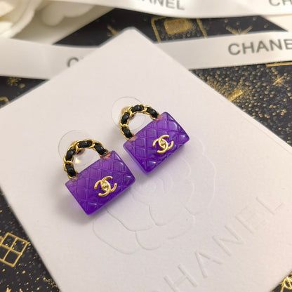 Pendientes Elegantes con Bolsa Morada