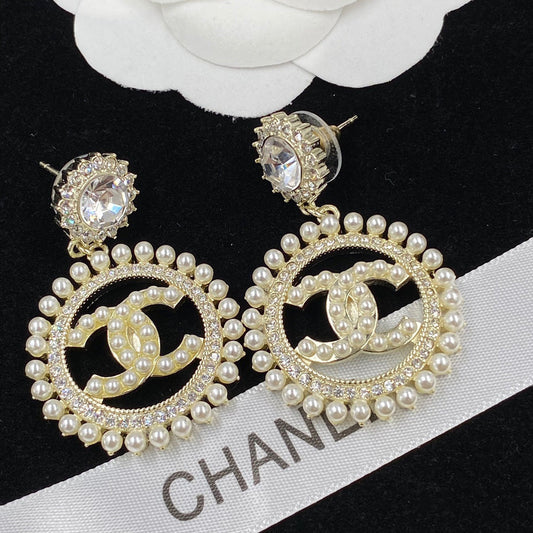 Boucles d'oreilles Diamant Perle Tempérament