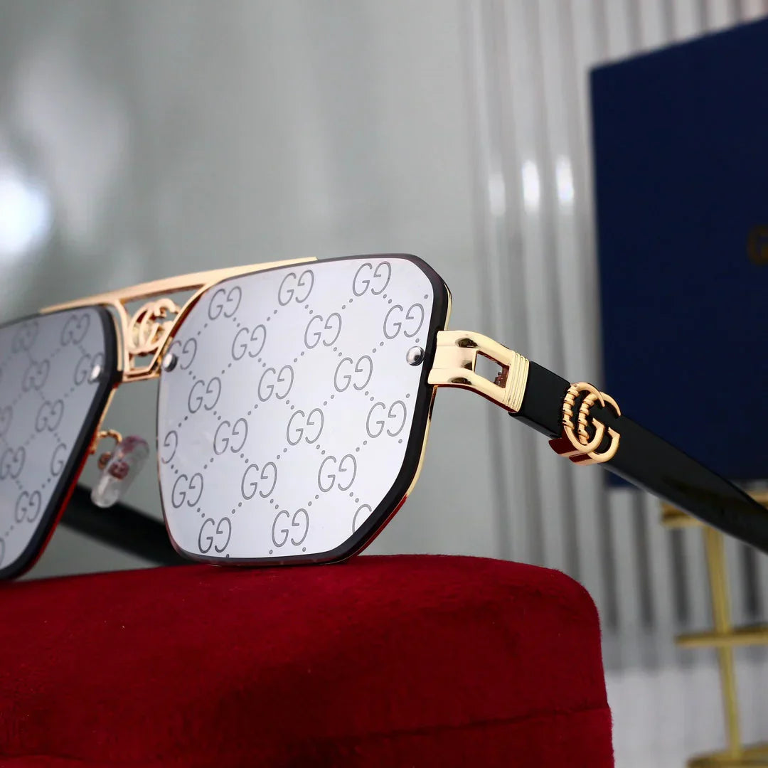 Gafas de sol poligonales con logo metálico de moda 8936