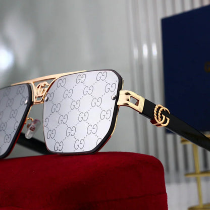 Gafas de sol poligonales con logo metálico de moda 8936