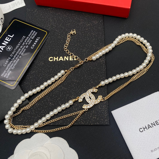 Collier de perles plaqué or double
