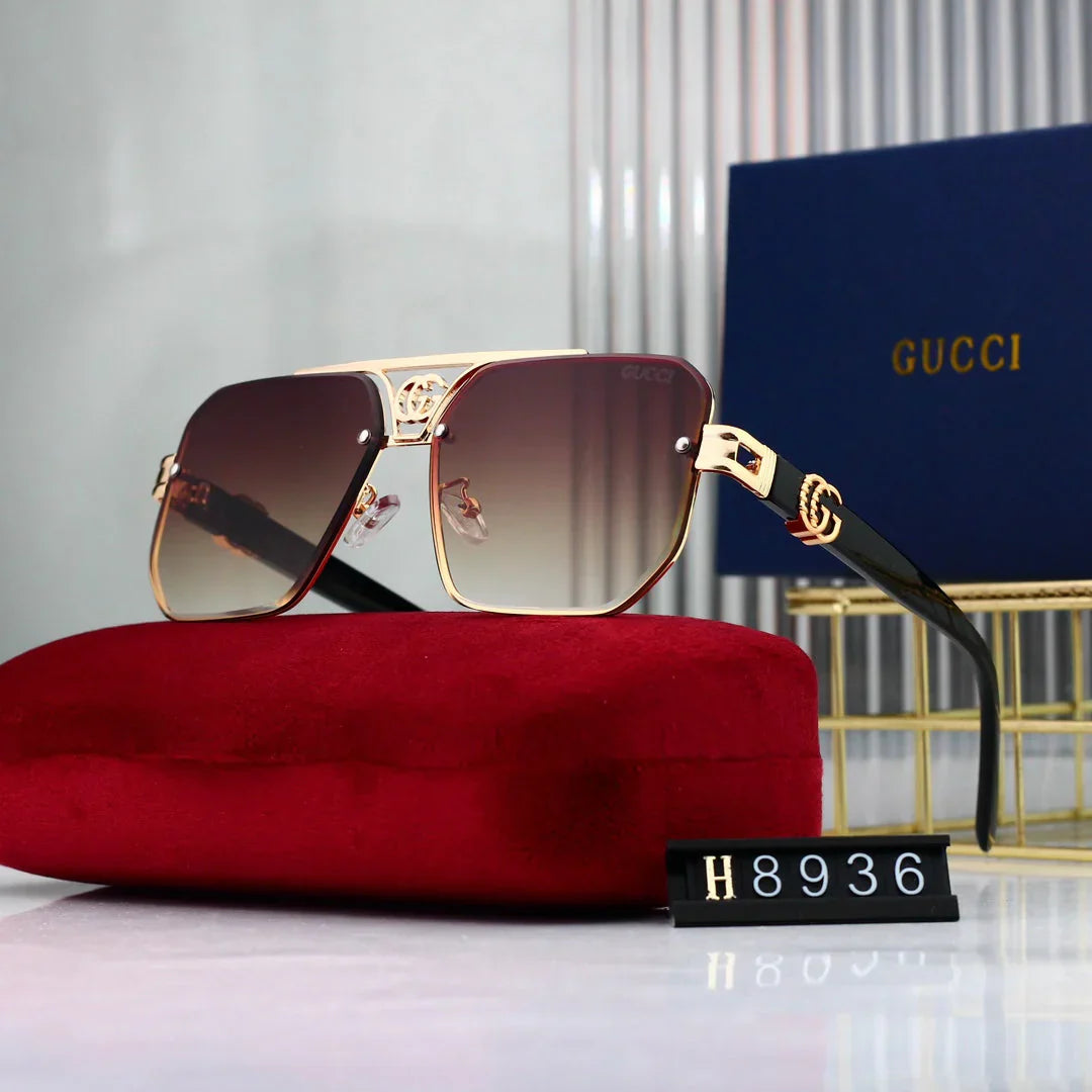 Gafas de sol poligonales con logo metálico de moda 8936