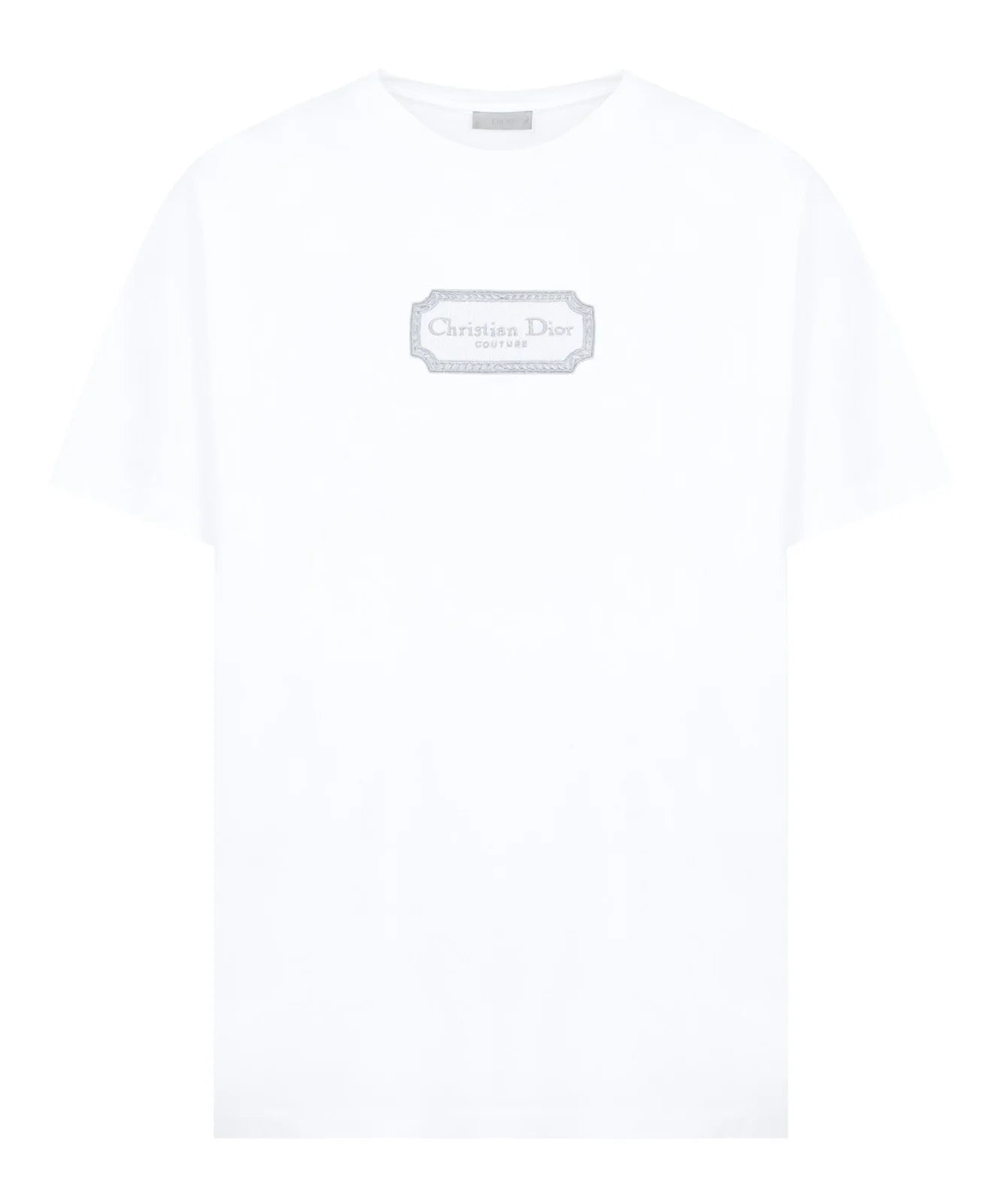 Camiseta de cuello redondo con estampado rectangular de la marca