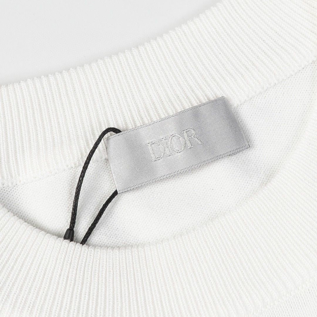 0528 Camiseta de manga corta de lana con letras clásicas de Jacquard
