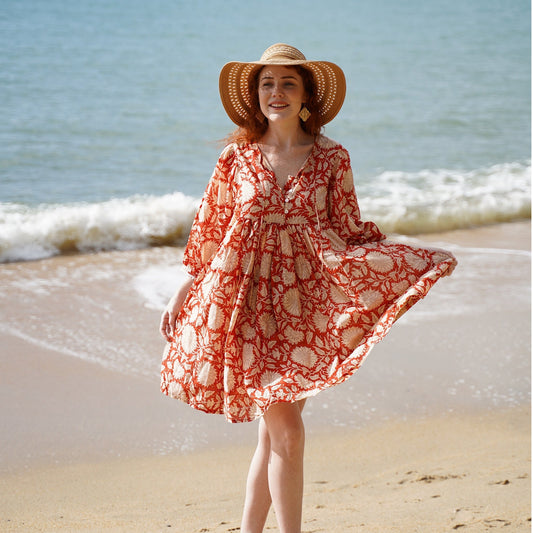 Robe Courte Hawa - Tournesol Rouille