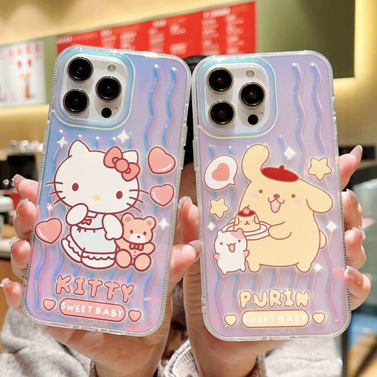Coque de téléphone à motif d'ondes laser mignon de dessin animé