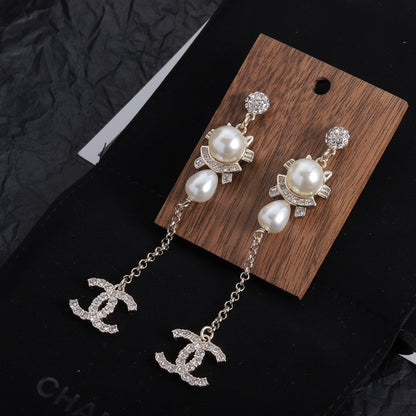 Boucles d'oreilles pendantes vintage tendance avec perles