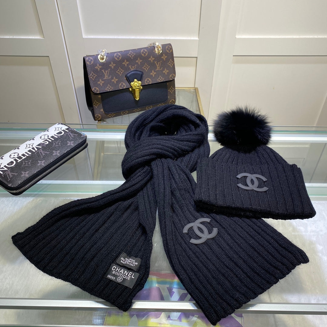 Conjunto de gorro y bufanda vertical de punto Temperament