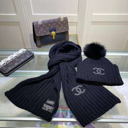 Conjunto de gorro y bufanda vertical de punto Temperament
