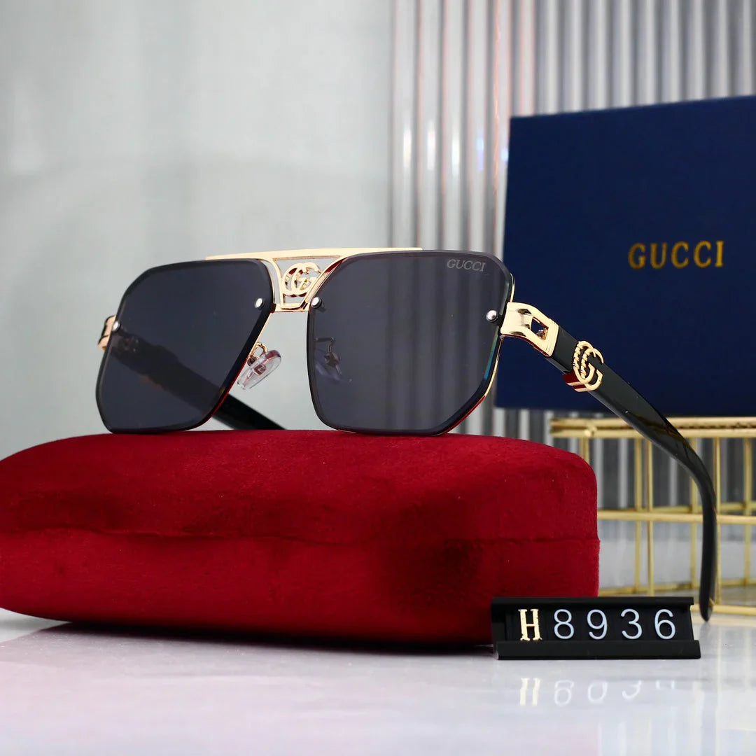 Gafas de sol poligonales con logo metálico de moda 8936