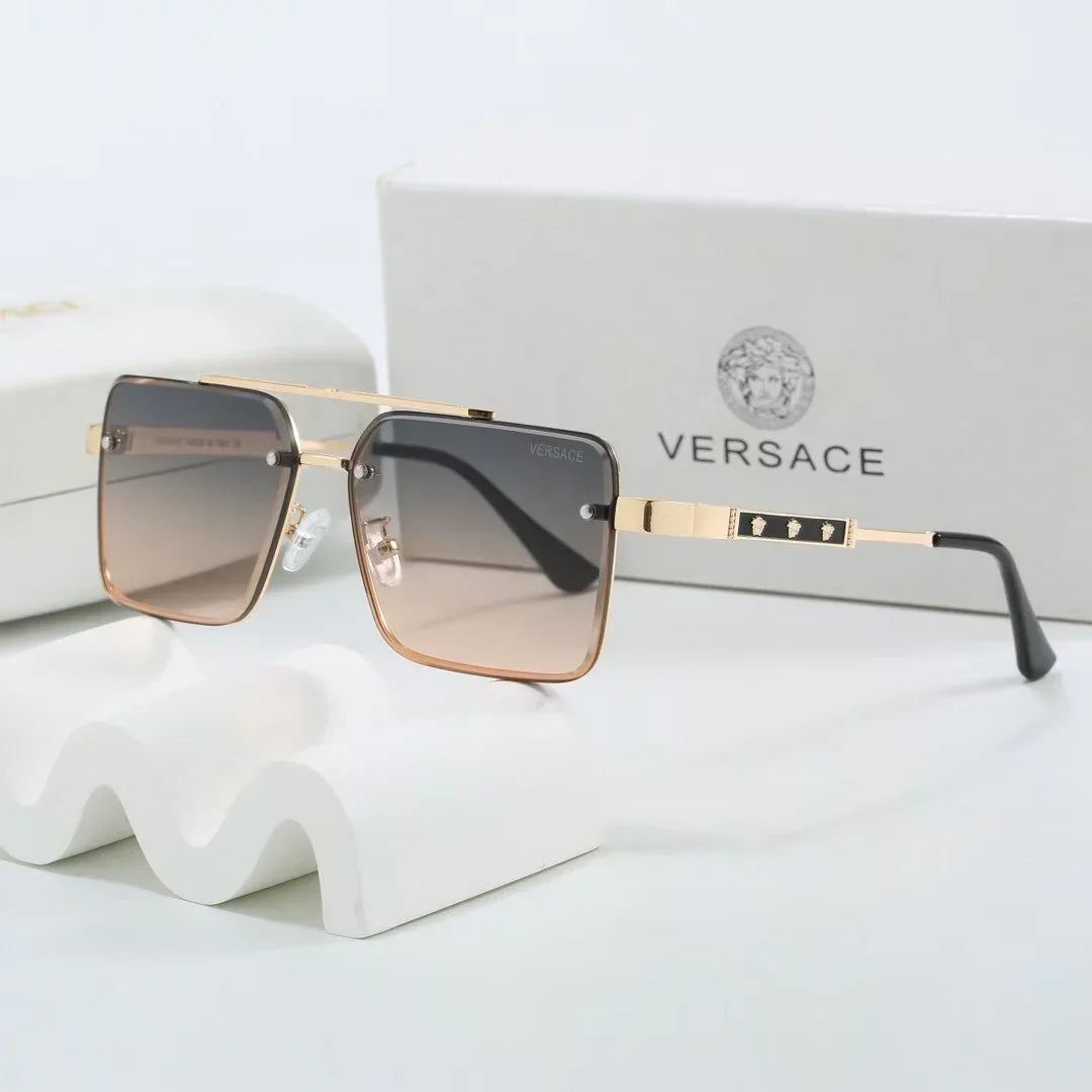 Gafas de sol cuadradas de metal de dos tonos degradadas