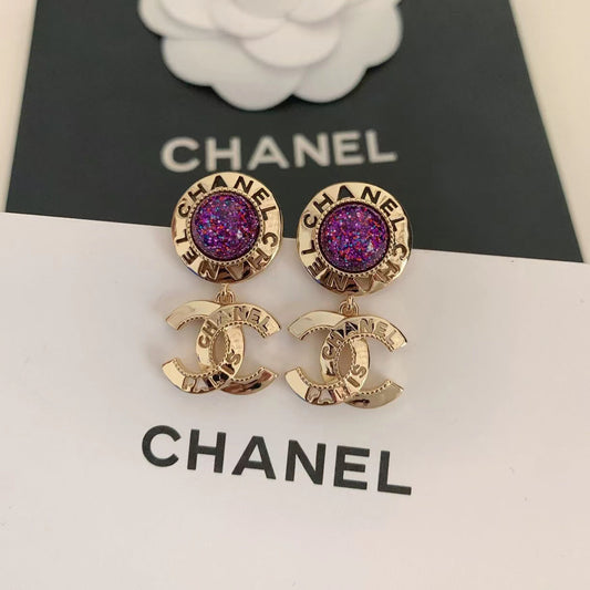 Boucles d'oreilles Fashion avec perles violettes
