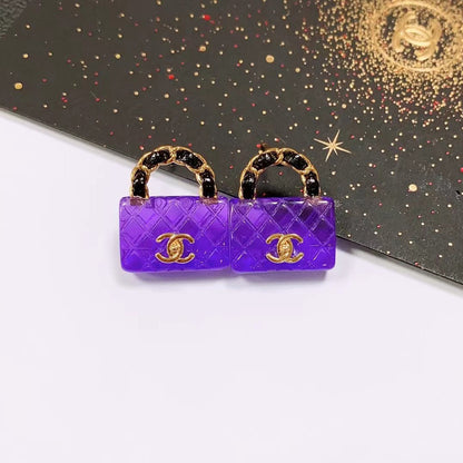 Pendientes Elegantes con Bolsa Morada