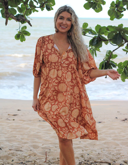 Minivestido Neera en Masala - Forrado