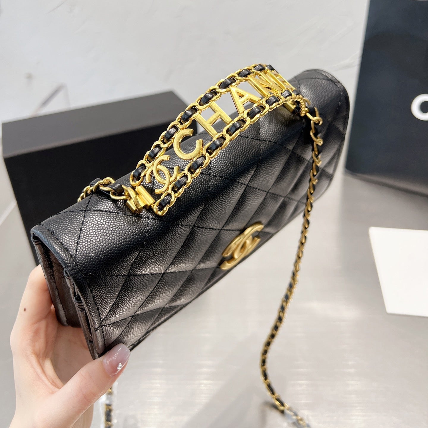 Bolso de Cadena de Cuero Fashion Square