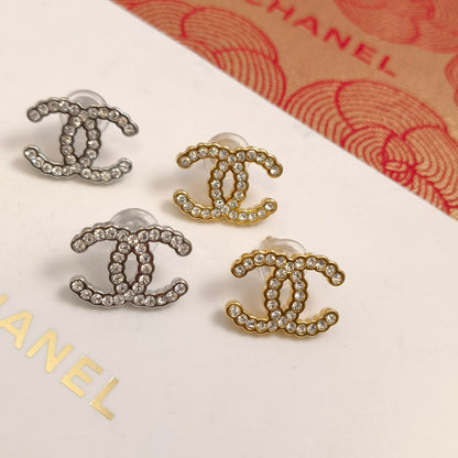 Pendientes con logo de diamante de 2 colores