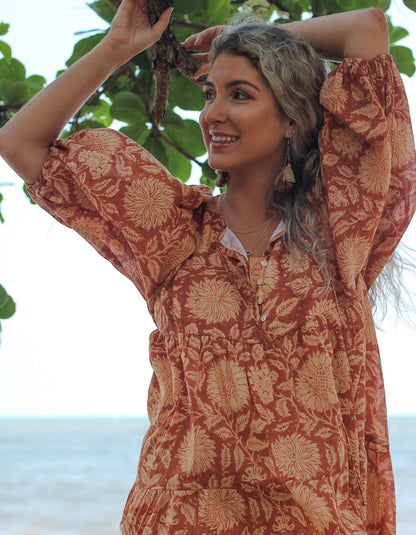 Minivestido Neera en Masala - Forrado