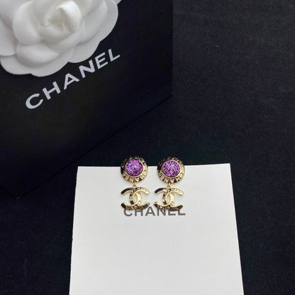 Pendientes con Colgante de Letra CC Estrella Brillante