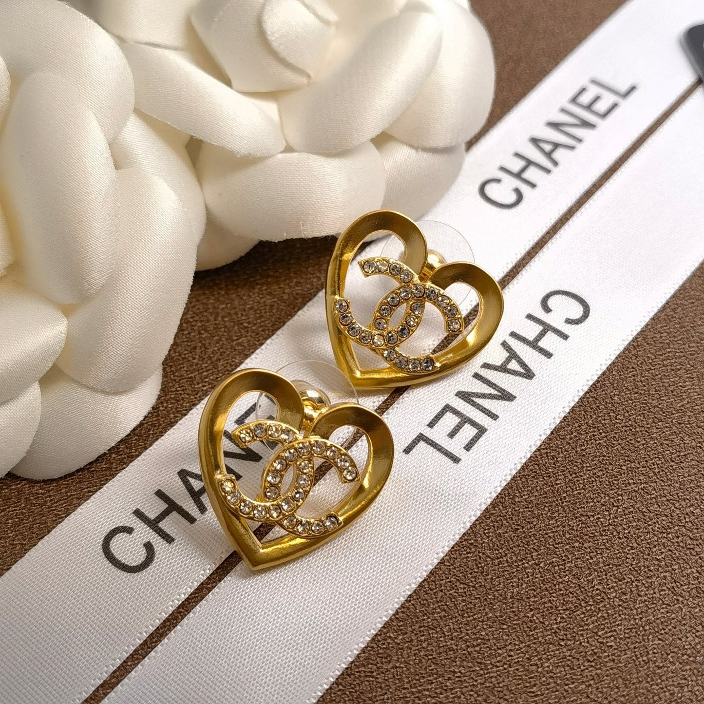 Pendientes de Diamantes Corazón Hueco