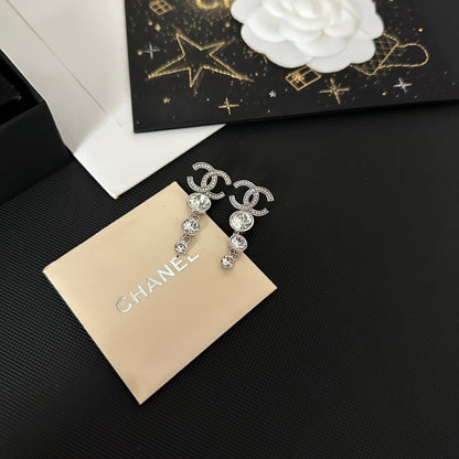 Pendientes colgantes de diamantes redondos