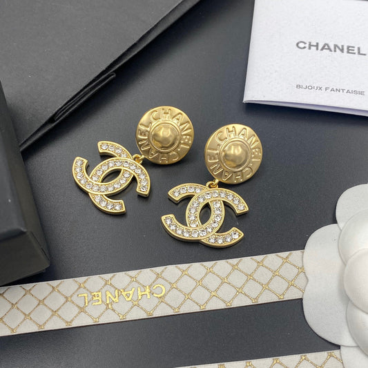 Boucles d'oreilles pendantes diamant lettre tempérament