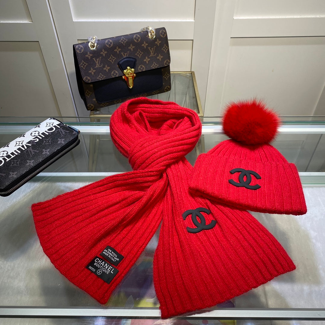 Conjunto de gorro y bufanda vertical de punto Temperament