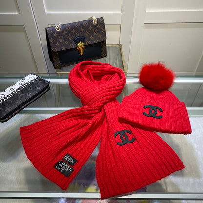 Conjunto de gorro y bufanda vertical de punto Temperament