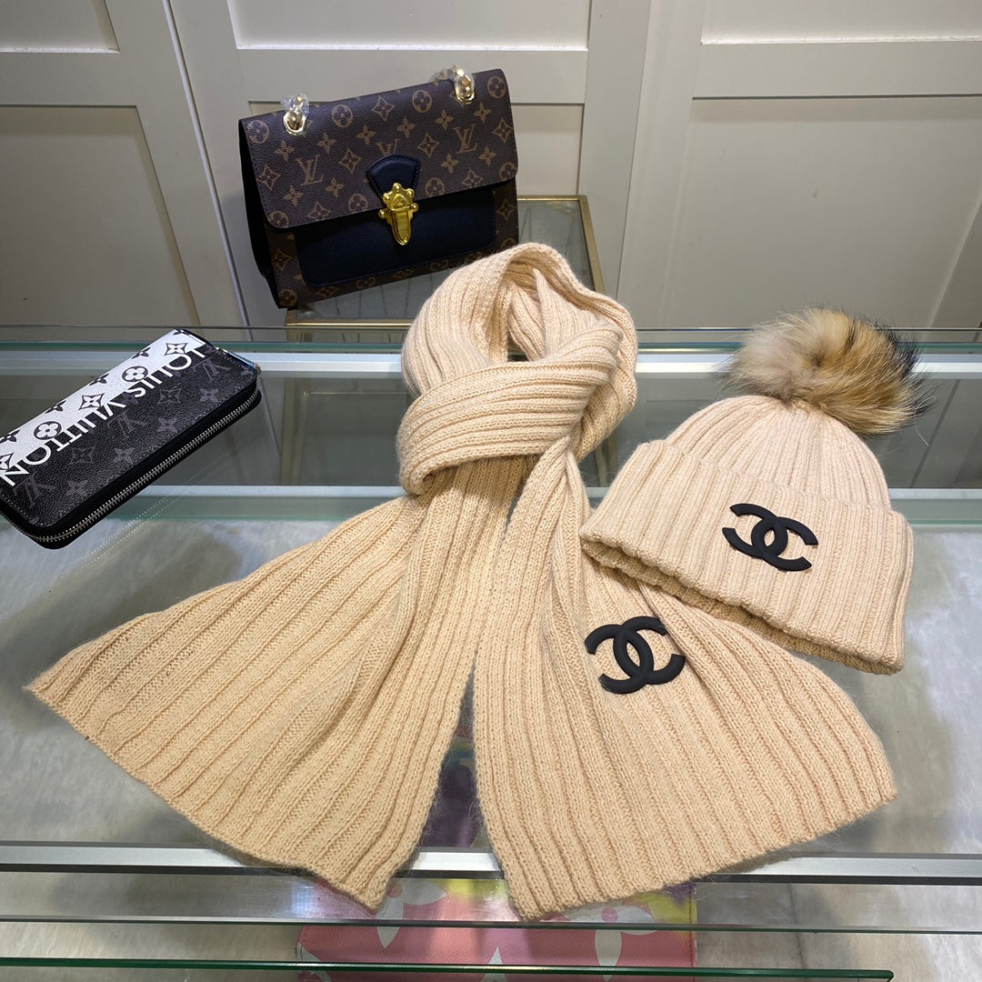 Conjunto de gorro y bufanda vertical de punto Temperament