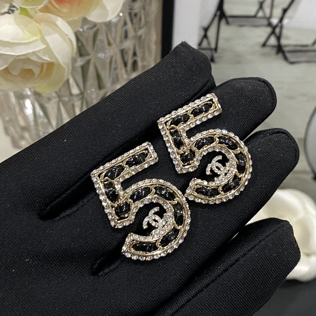 Aretes de Cuero con Diamantes de Imitación (5 unidades)