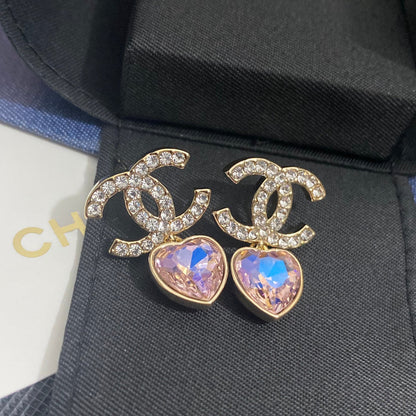 Boucles d'oreilles cœur laser étincelantes en zircon