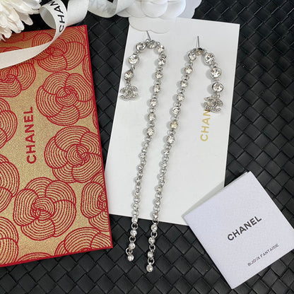 Boucles d'oreilles longues en diamant fantaisie