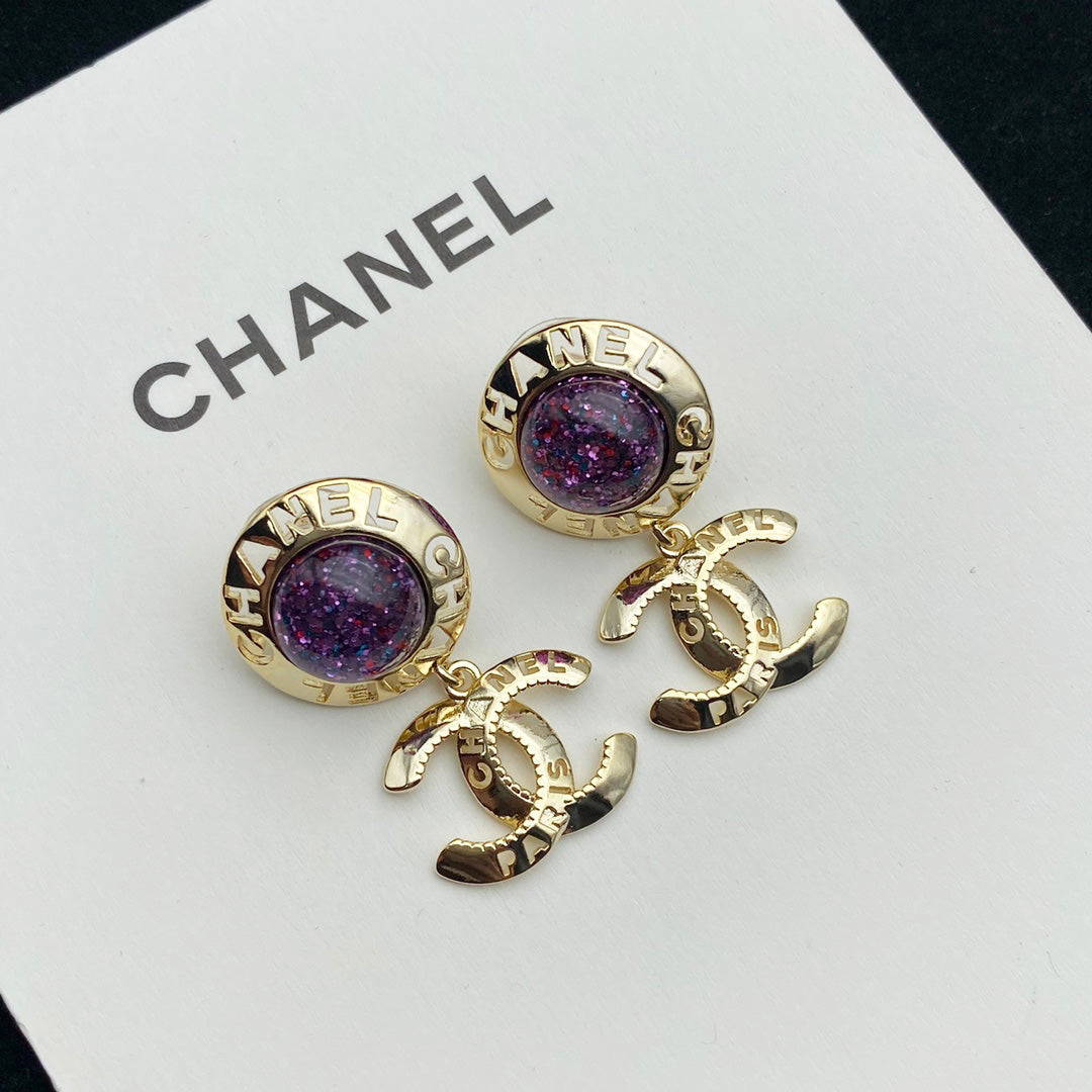 Pendientes con Colgante de Letra CC Estrella Brillante