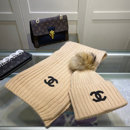 Conjunto de gorro y bufanda vertical de punto Temperament
