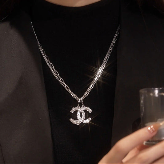 Double Collier Lettre Diamant