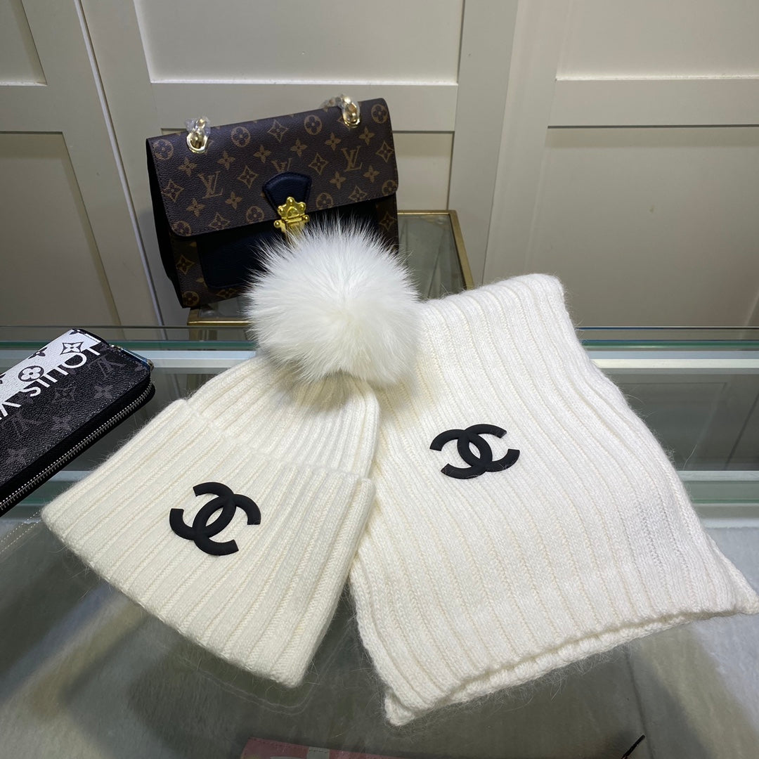 Conjunto de gorro y bufanda vertical de punto Temperament
