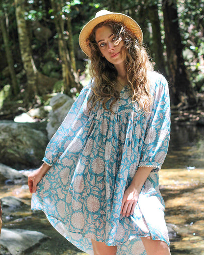 Robe Courte Hawa Tournesol Ciel