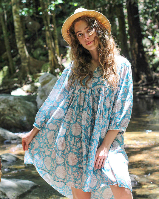 Robe Courte Hawa Tournesol Ciel
