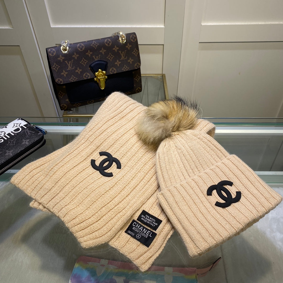 Conjunto de gorro y bufanda vertical de punto Temperament