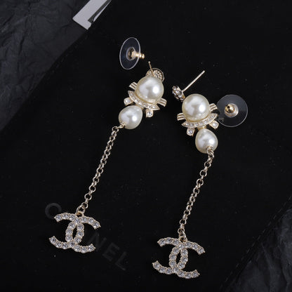 Boucles d'oreilles pendantes vintage tendance avec perles