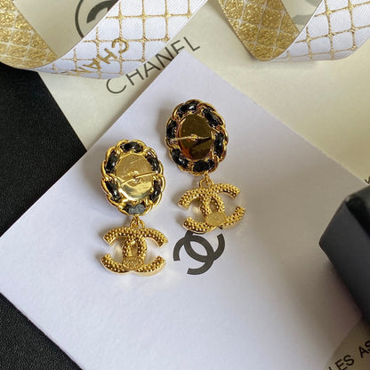 Boucles d'oreilles pendantes alphabet zircon perle vintage