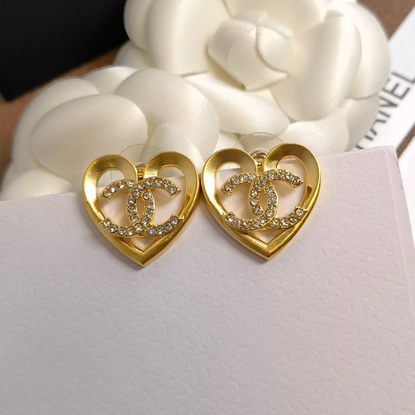 Pendientes de Diamantes Corazón Hueco