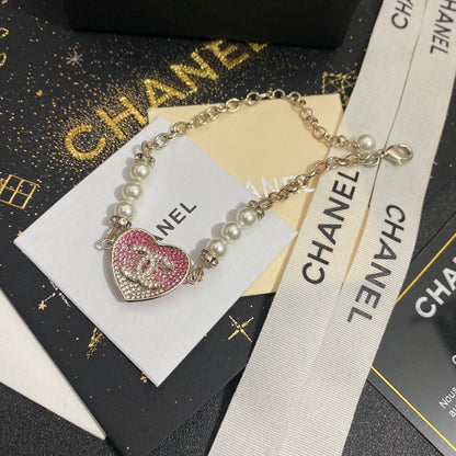 Pulsera Corazón de Perlas y Diamantes de Imitación