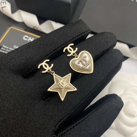 Boucles d'oreilles pendantes étoile en forme de cœur