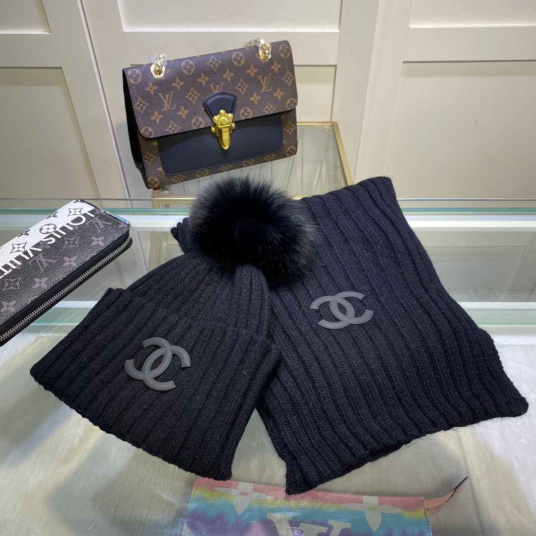 Conjunto de gorro y bufanda vertical de punto Temperament