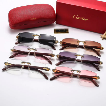 Lunettes de soleil sans monture diamant 6 couleurs 2107