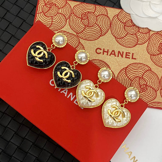 Boucles d'oreilles pendantes Cœur Perle Plaqué