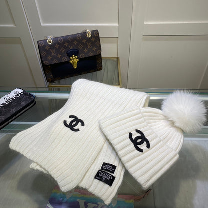 Conjunto de gorro y bufanda vertical de punto Temperament