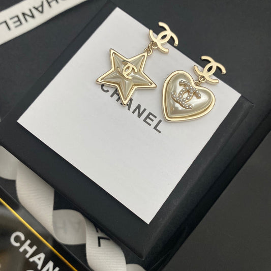 Boucles d'oreilles pendantes étoile en forme de cœur